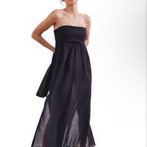 Vix Black Strapless Maxi swim coverup